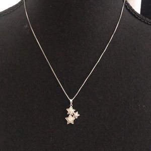14k white gold star pendant and chain